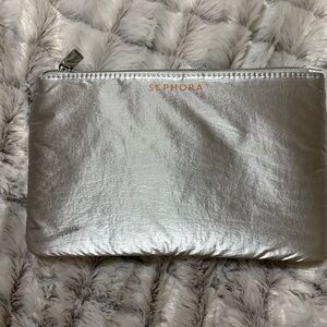 Sephora Metallic Silver Cosmetic Pouch